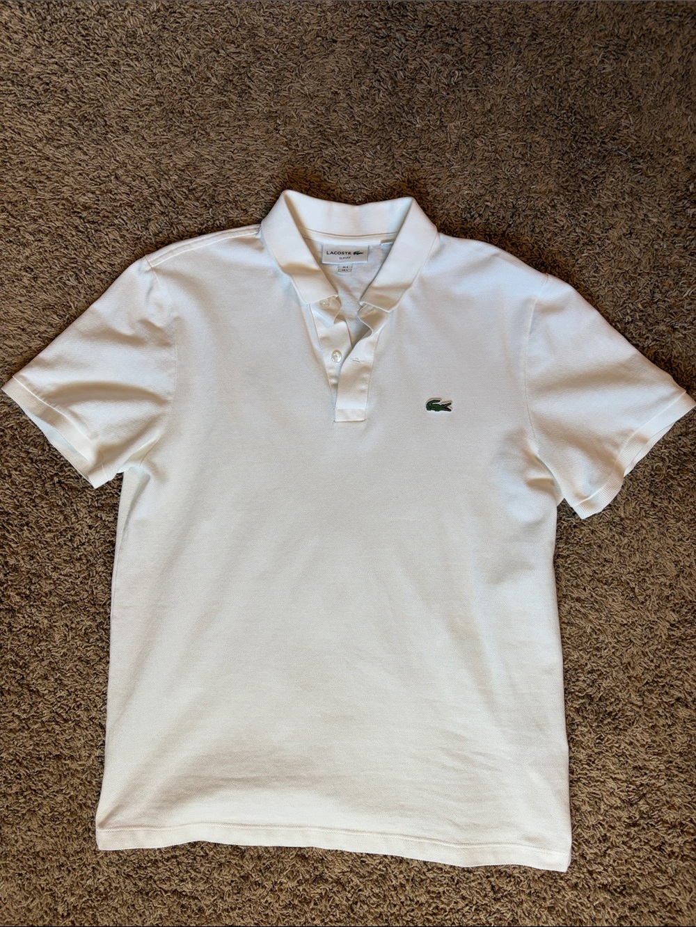 Men’s Lacoste Slim Fit White Polo